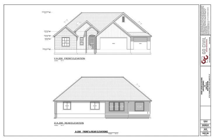 Architectural Drawings, Front & Rear Elevations. Presenting the exterior views of the property