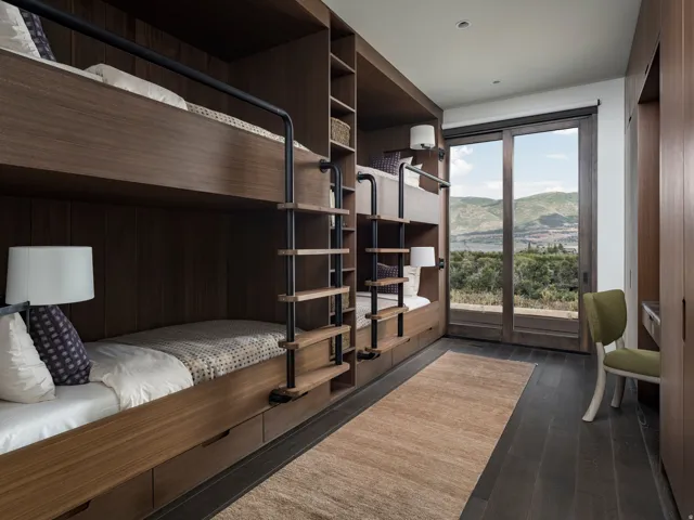 Custom built-in bunk beds with integrated storage drawers