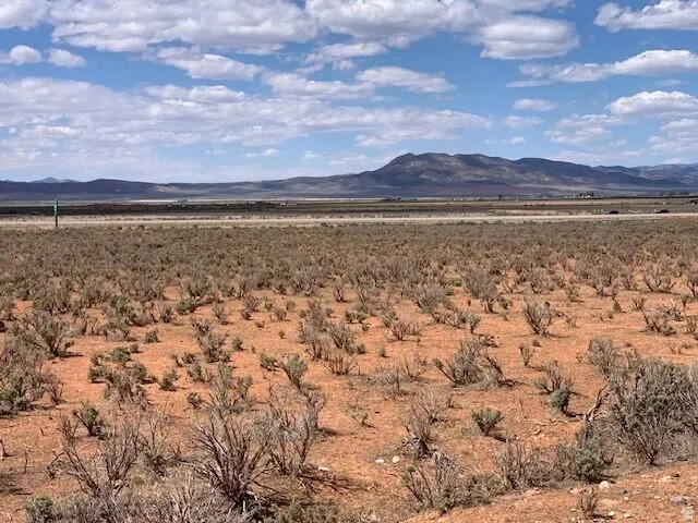 Expansive land parcel with natural vegetation, featuring a distant mountain range and clear skies