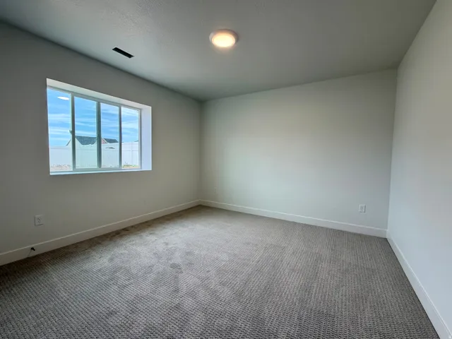 Spacious room featuring neutral carpeting and light-colored walls