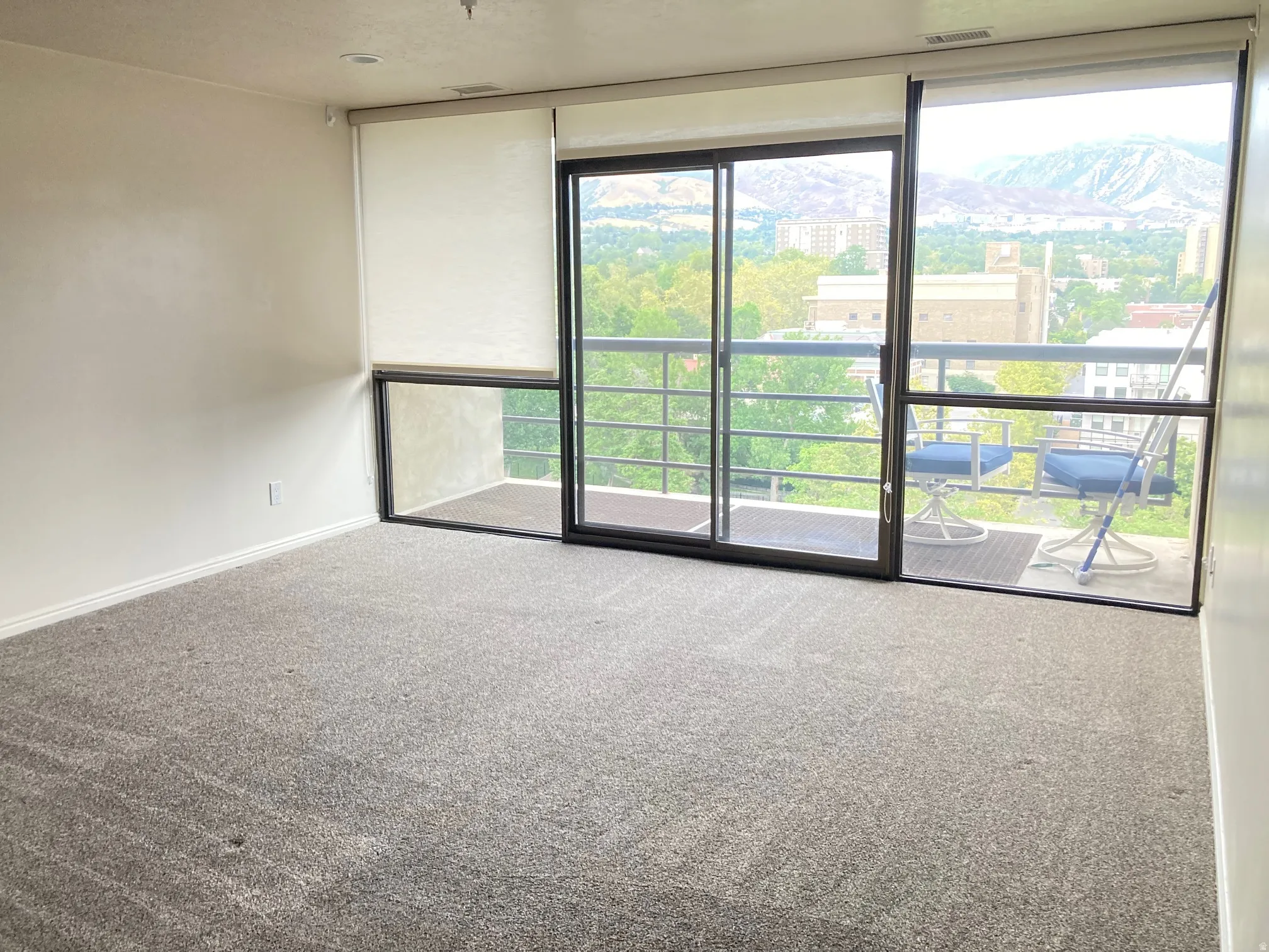 Sliding glass doors opening to a private balcony