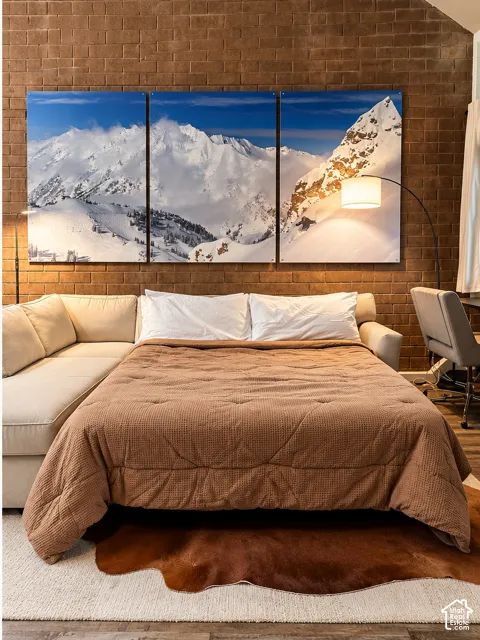 Exposed brick wall accent