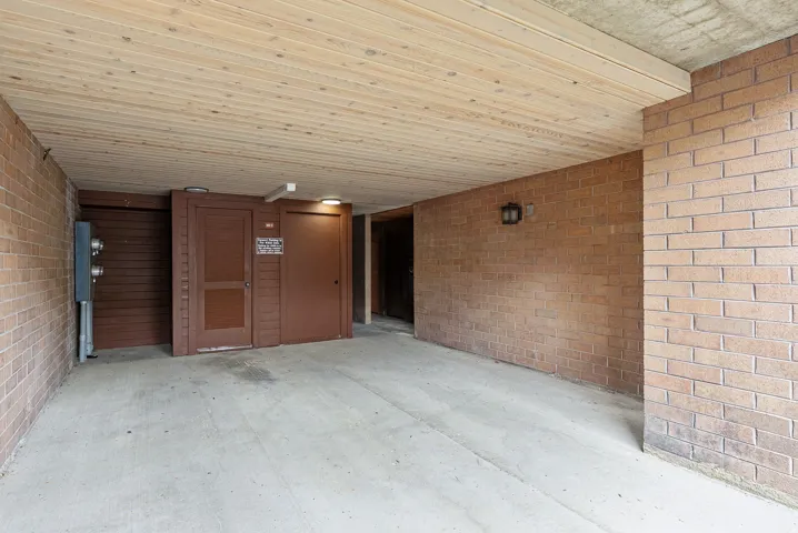 Concrete flooring with a wood-finish plank ceiling