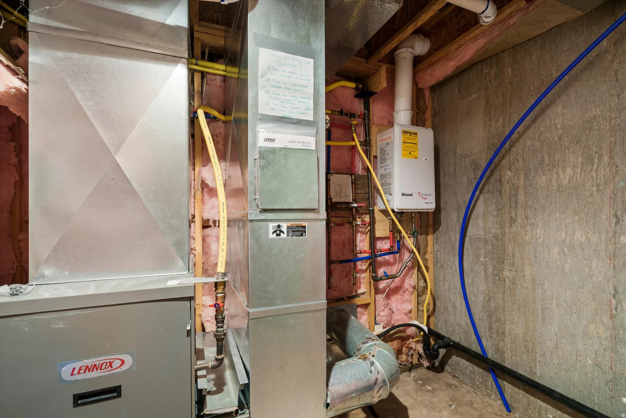HVAC system featuring a Lennox furnace and ductwork
