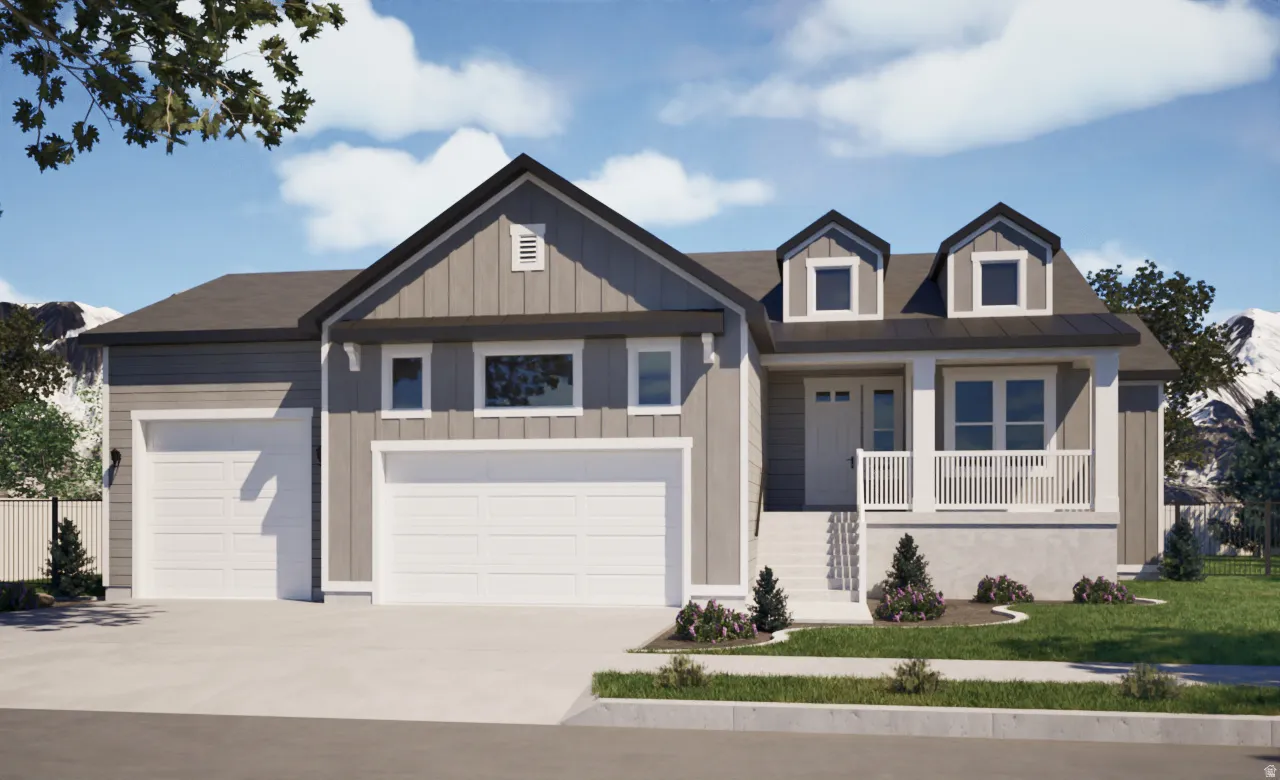Craftsman-style home featuring a covered front porch with white railings and columns