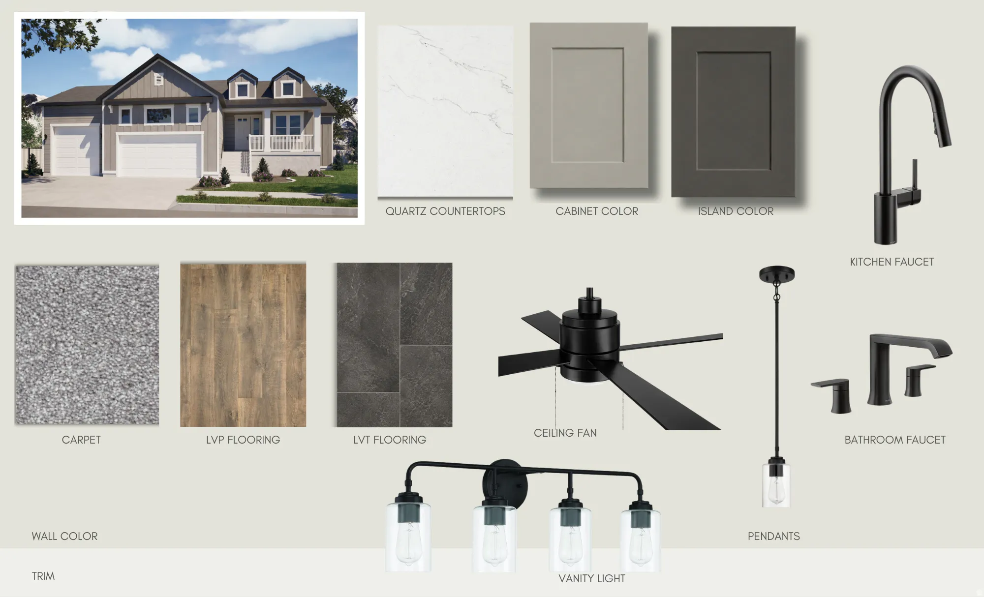 Property Finishes and Fixtures. Detailing selections for the property's interior and exterior elements