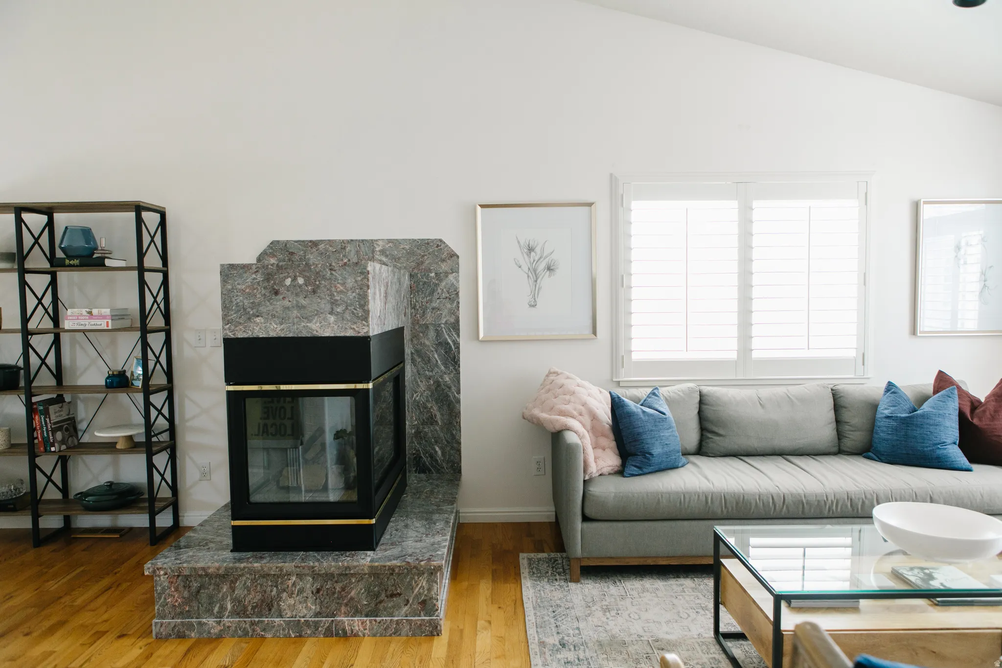 Living space featuring a fireplace