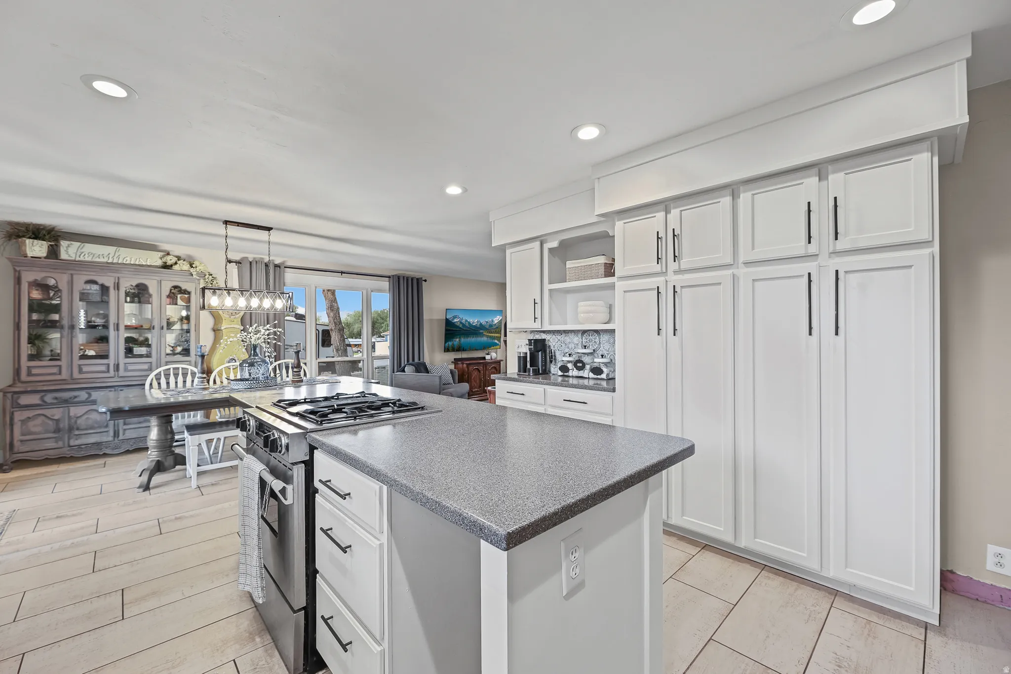 Kitchen featuring a large island