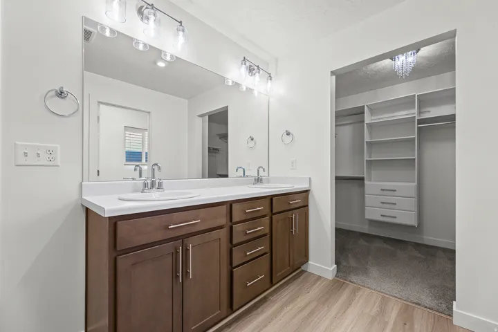 Primary bathroom with duel sinks
