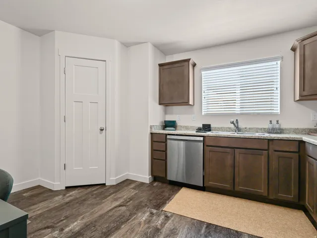 Kitchen with corner pantry