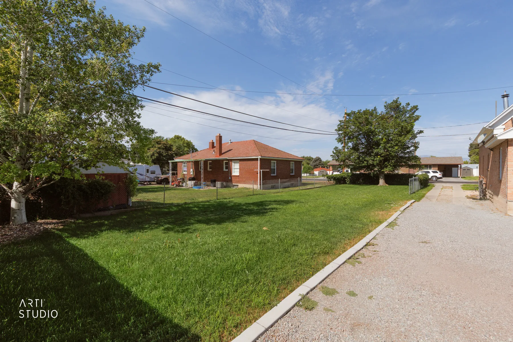 Expansive green lawn providing ample outdoor space