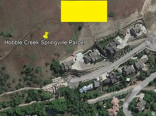 Aerial Map, Property Identification. Illustrating the location of the Hobble Creek Springville Parcel