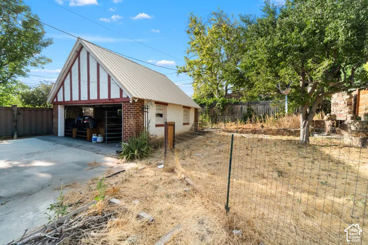 2 car detached garage with additional storage and workspace potential.