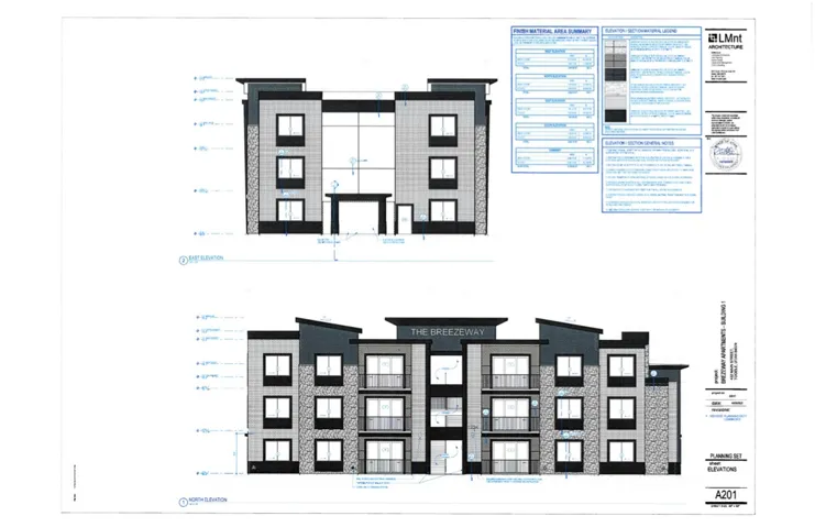 Architectural Elevations. Presenting two exterior design perspectives for the property