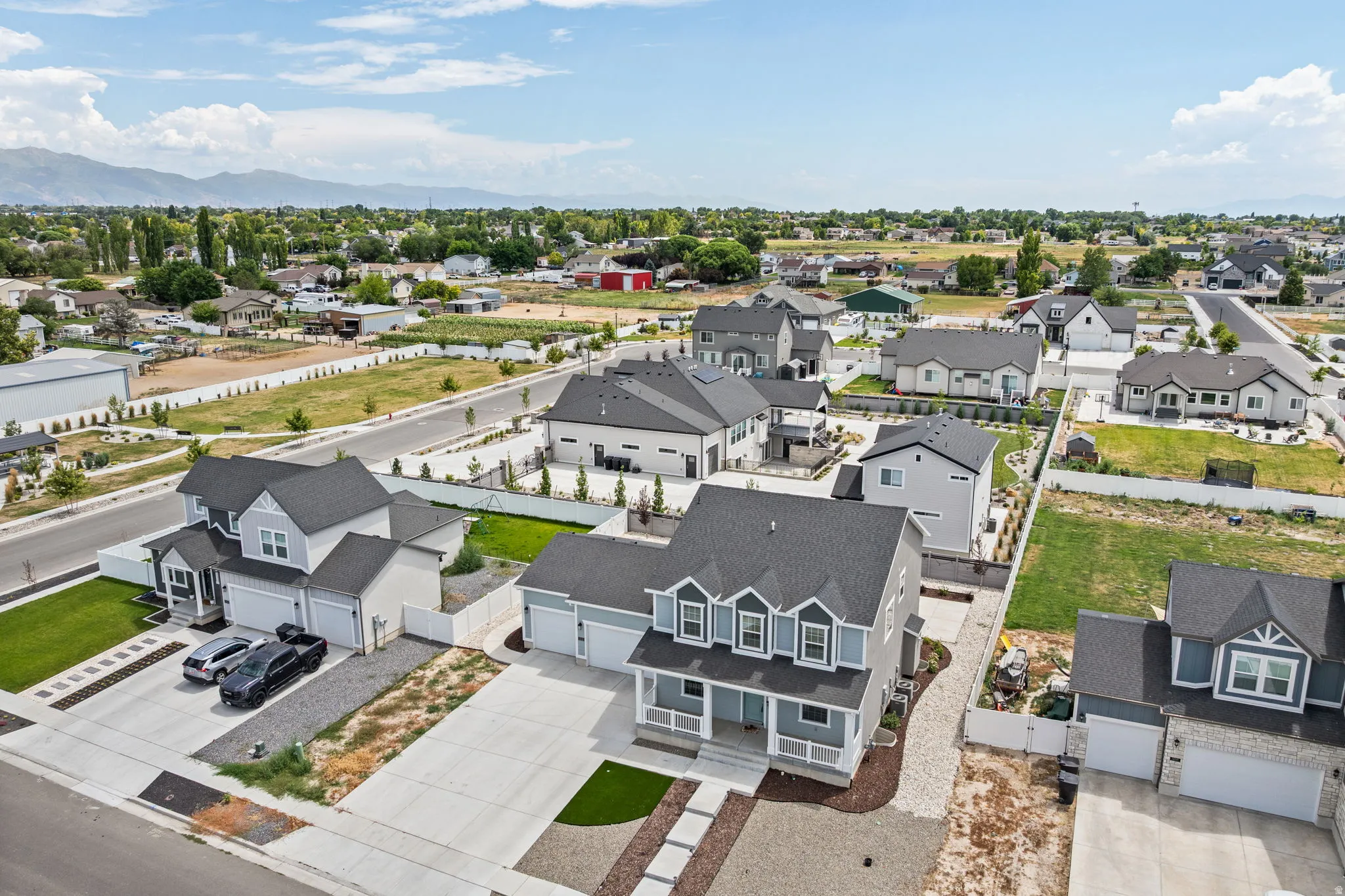 Residential neighborhood showcasing a variety of contemporary homes with distinct architectural styles