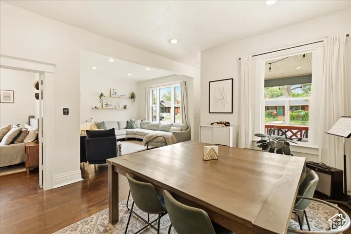 Spacious interior featuring wood-finish flooring, recessed lighting, and a neutral color palette
