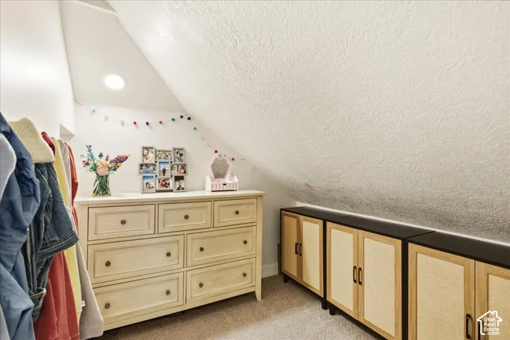 Built-in storage solutions featuring multiple closed cabinets with wood-finish doors and dark countertops
