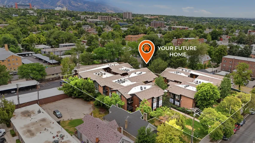 Aerial perspective of a multi-building. View to the SE.