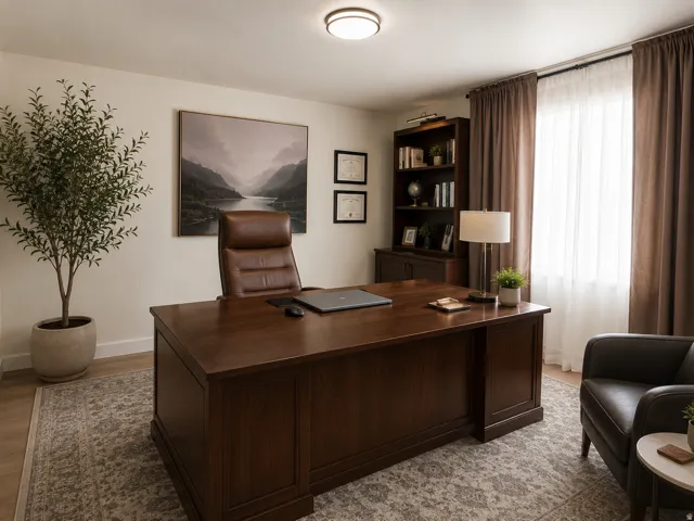 Basement office Virtually Staged