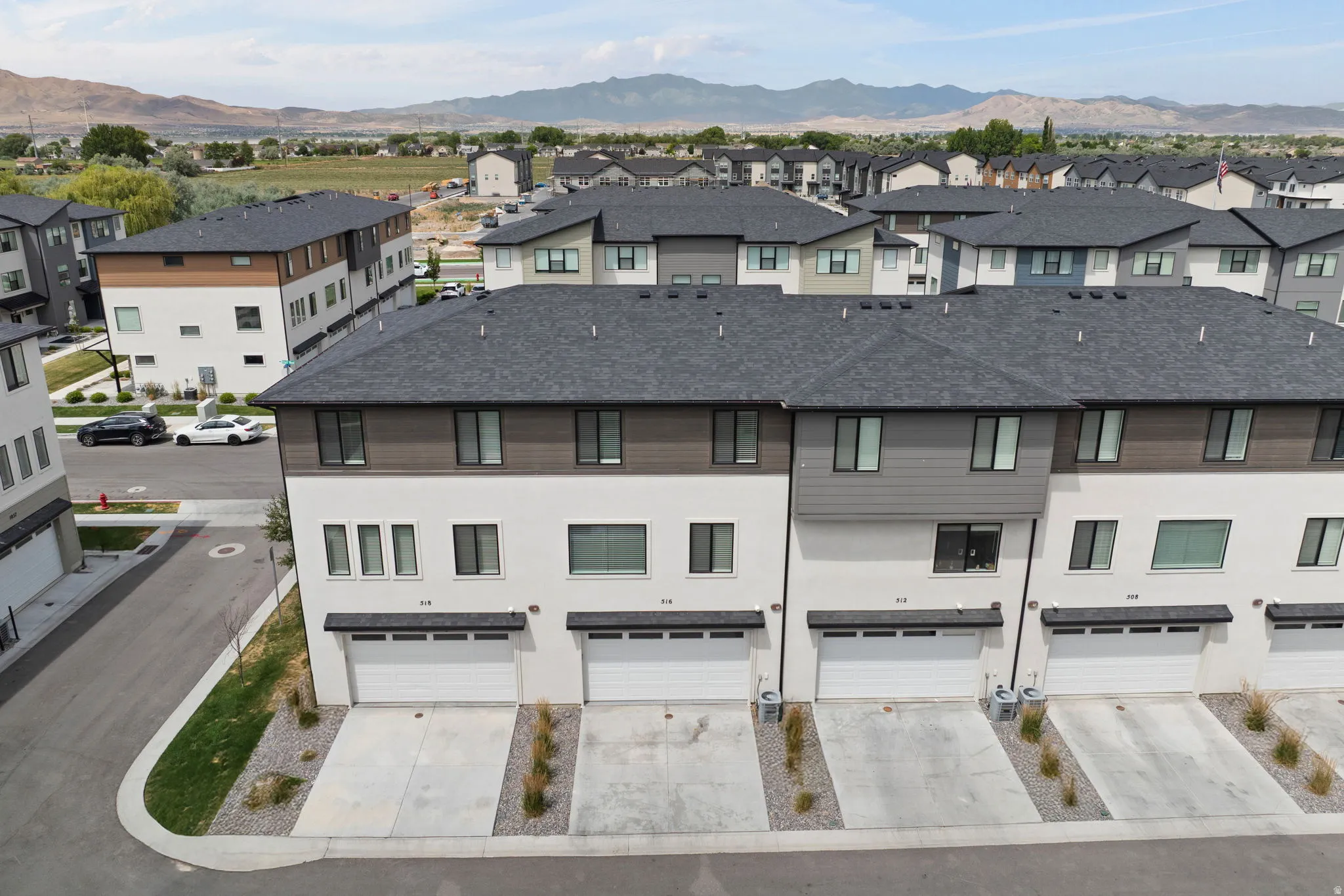 Modern townhome exterior featuring contemporary architectural design