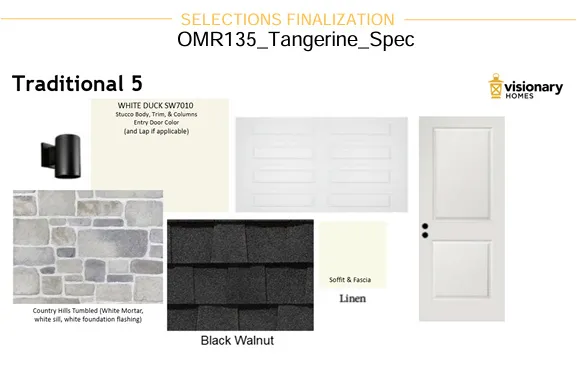 Selections Finalization. Detailing material and color specifications for the property's exterior elements