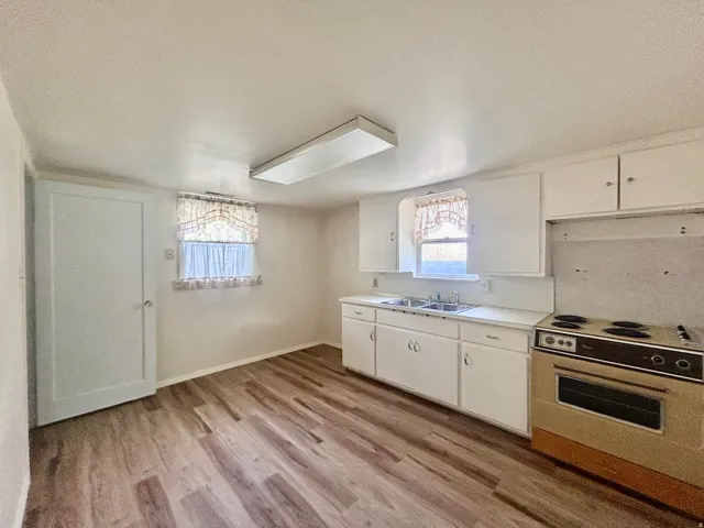Sunny windows in the basement kitchen