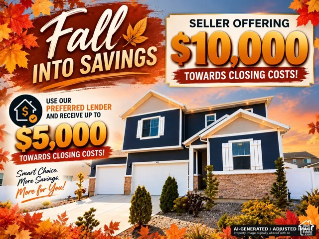 Marketing Flyer. Displaying financial incentives for the purchase of the property, including seller and lender contributions towards closing costs