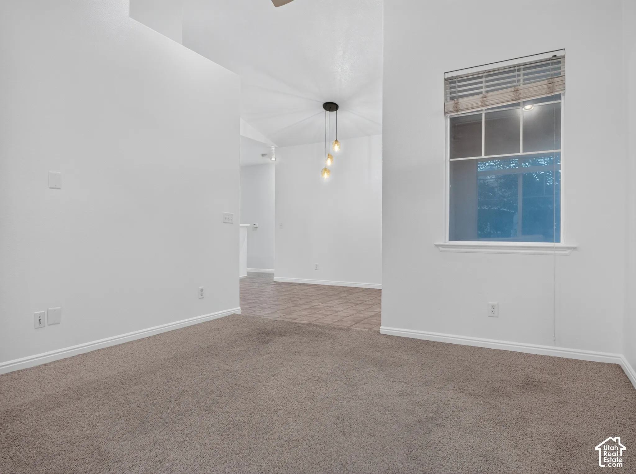 Neutral toned carpeting with white baseboards
