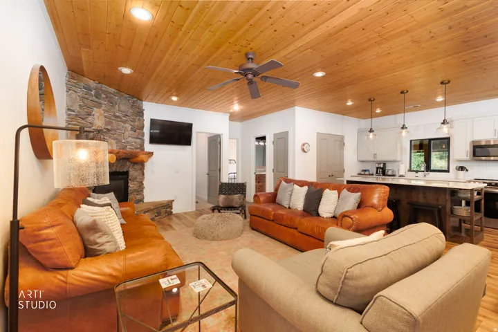 Spacious open-concept living area.
