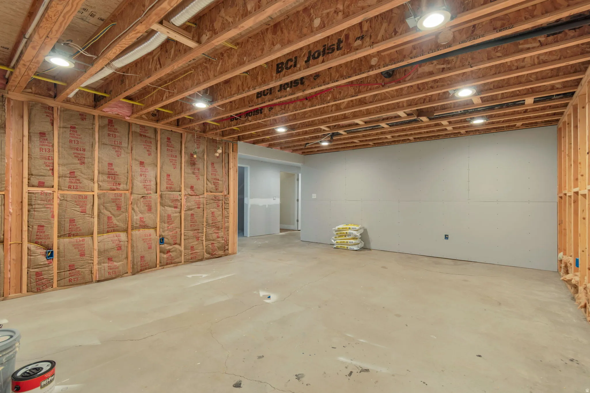drywall finish, and an insulated framed wall