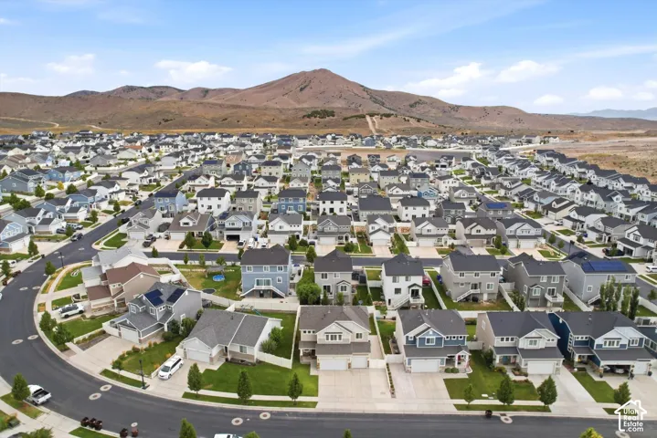 Expansive residential community with varied architectural styles, paved streets, and mature landscaping