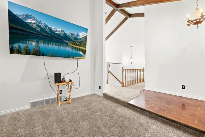Vaulted ceilings with exposed wood beams