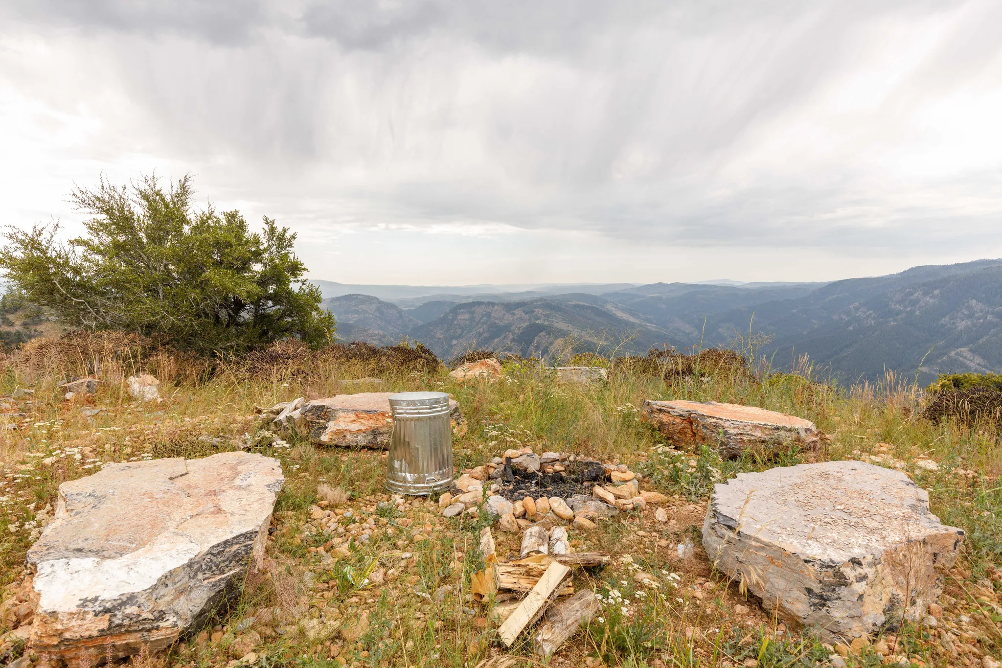 Mountainous terrain with expansive, distant landscape