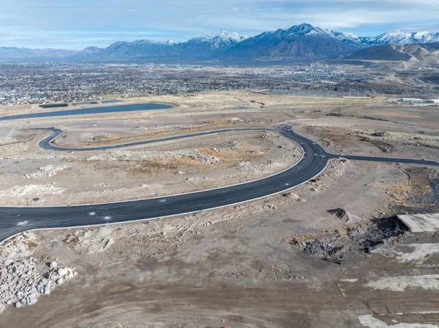 Developing land with paved roads and infrastructure