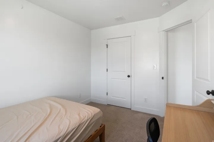 Light-filled room featuring white walls, white trim, and neutral-toned carpeting