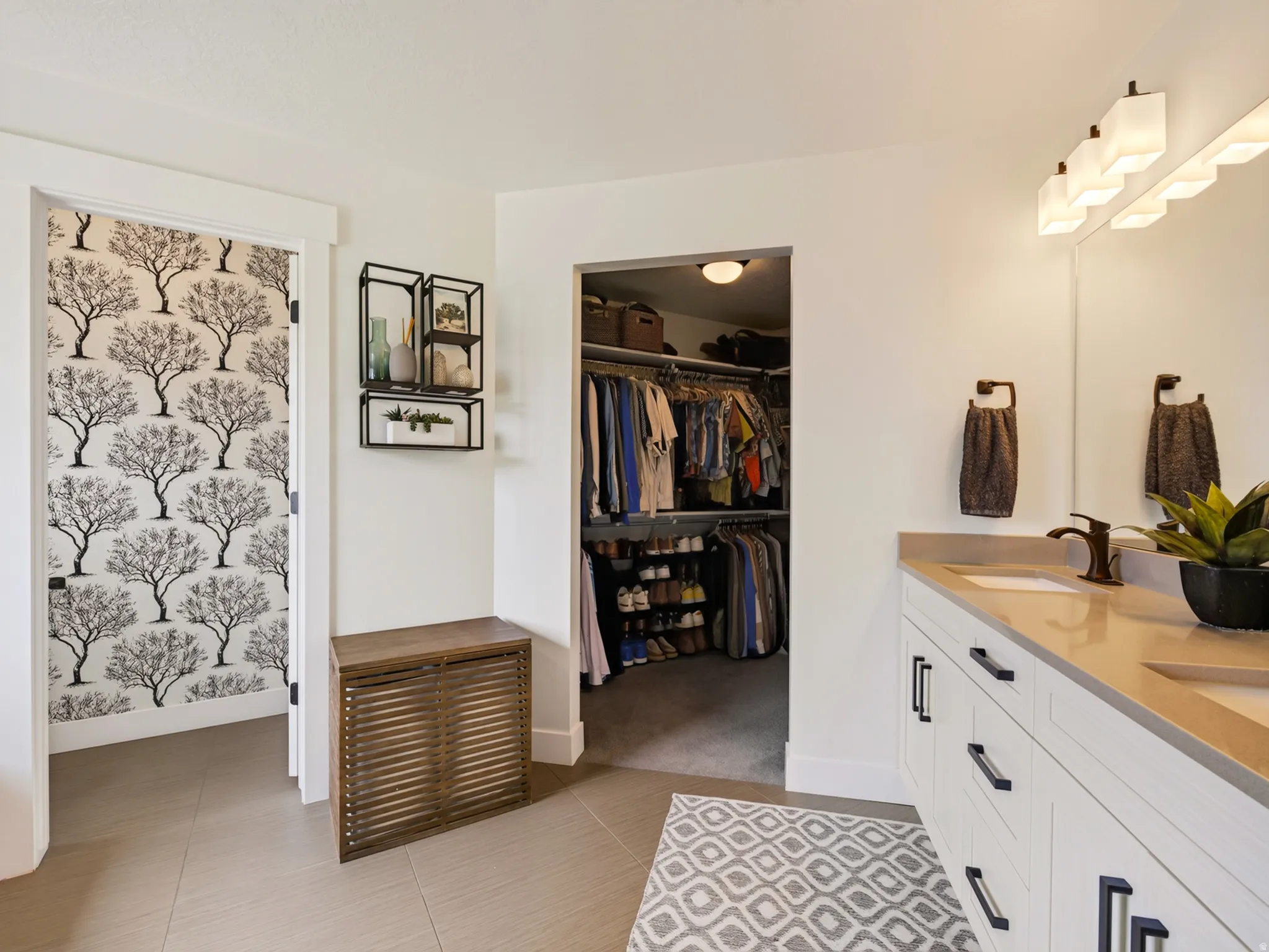 Double vanities in master bath and walk-in closet