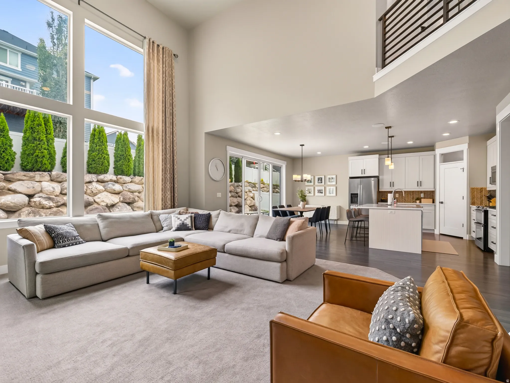 Attractive landscaping visible from living room windows