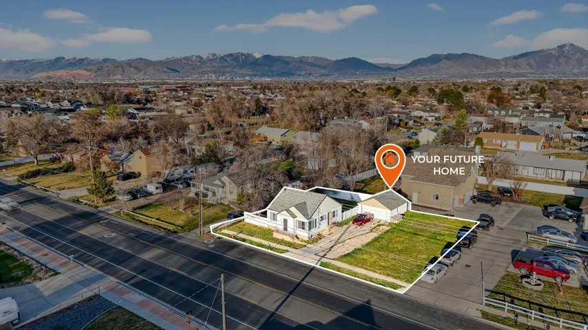 Aerial view highlighting the property's perimeter