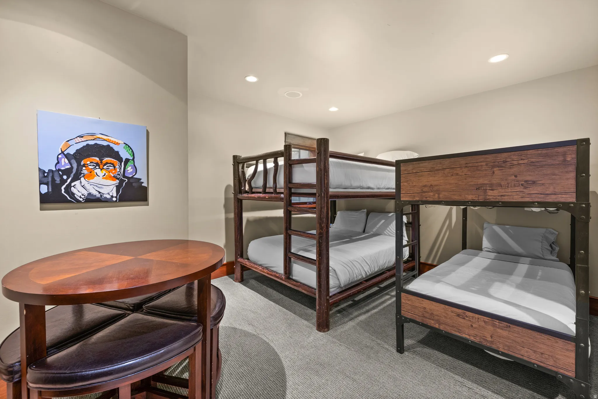 Carpeted room featuring recessed lighting and neutral wall finishes