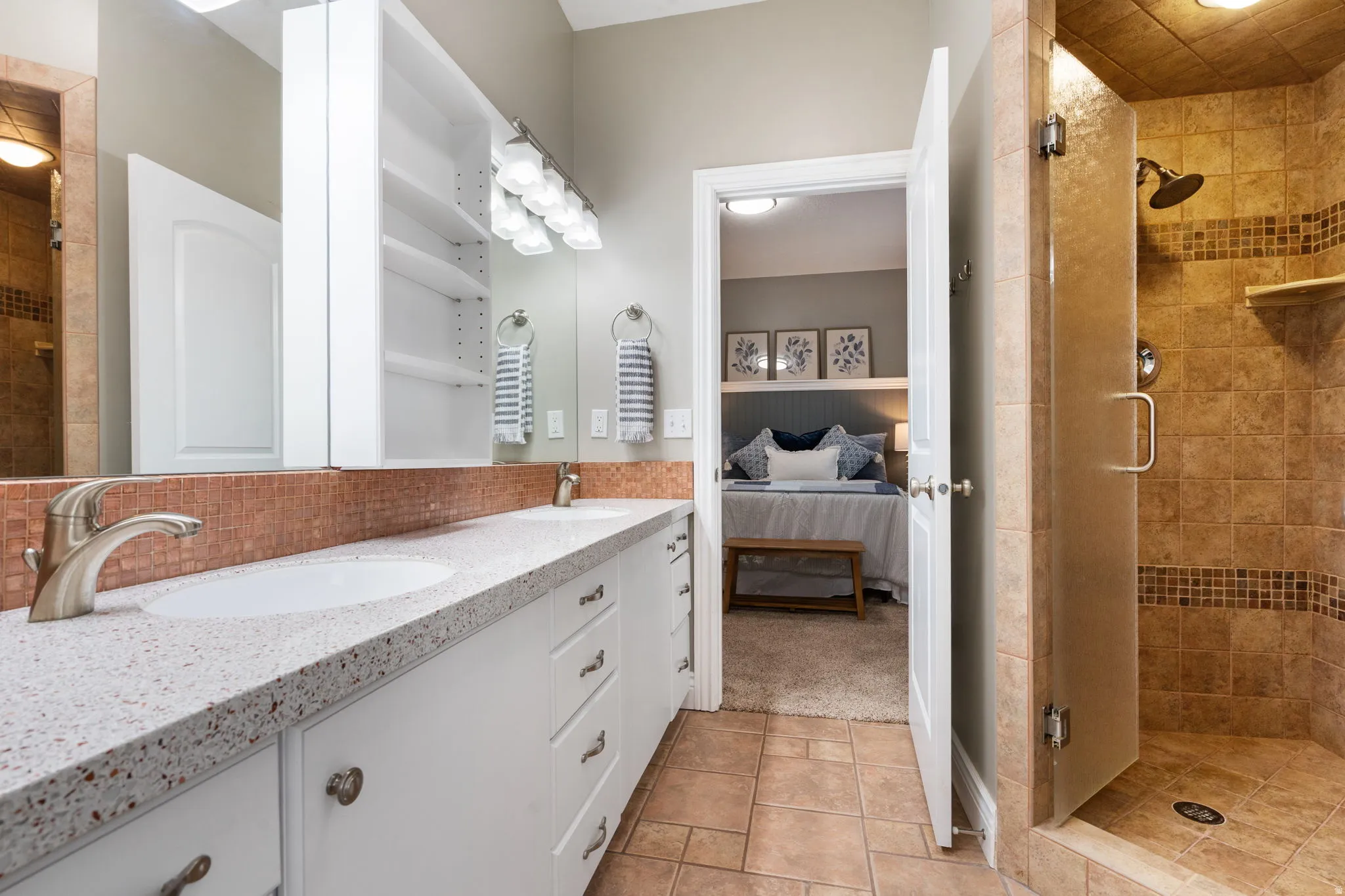 3rd bath is a cute and functional Jack 'n Jill with double vanity.