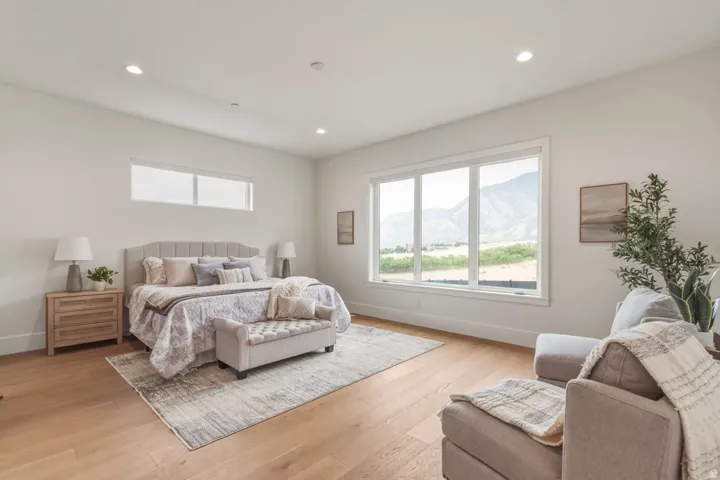 Expansive windows showcasing mountain scenery