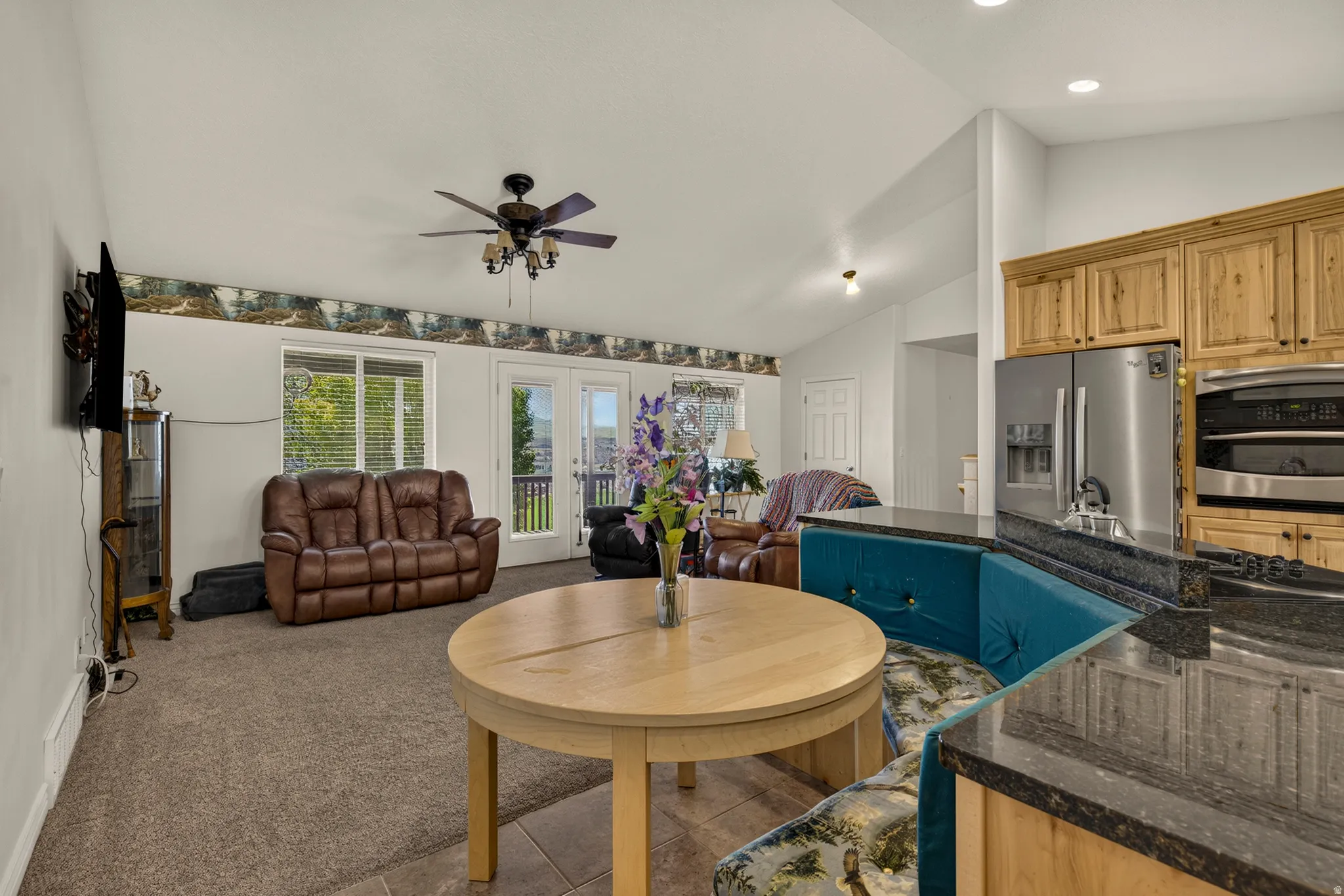 Open concept kitchen and living area