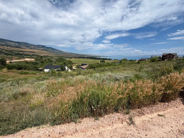 Expansive landscape featuring distant water, mountainous terrain, and natural vegetation