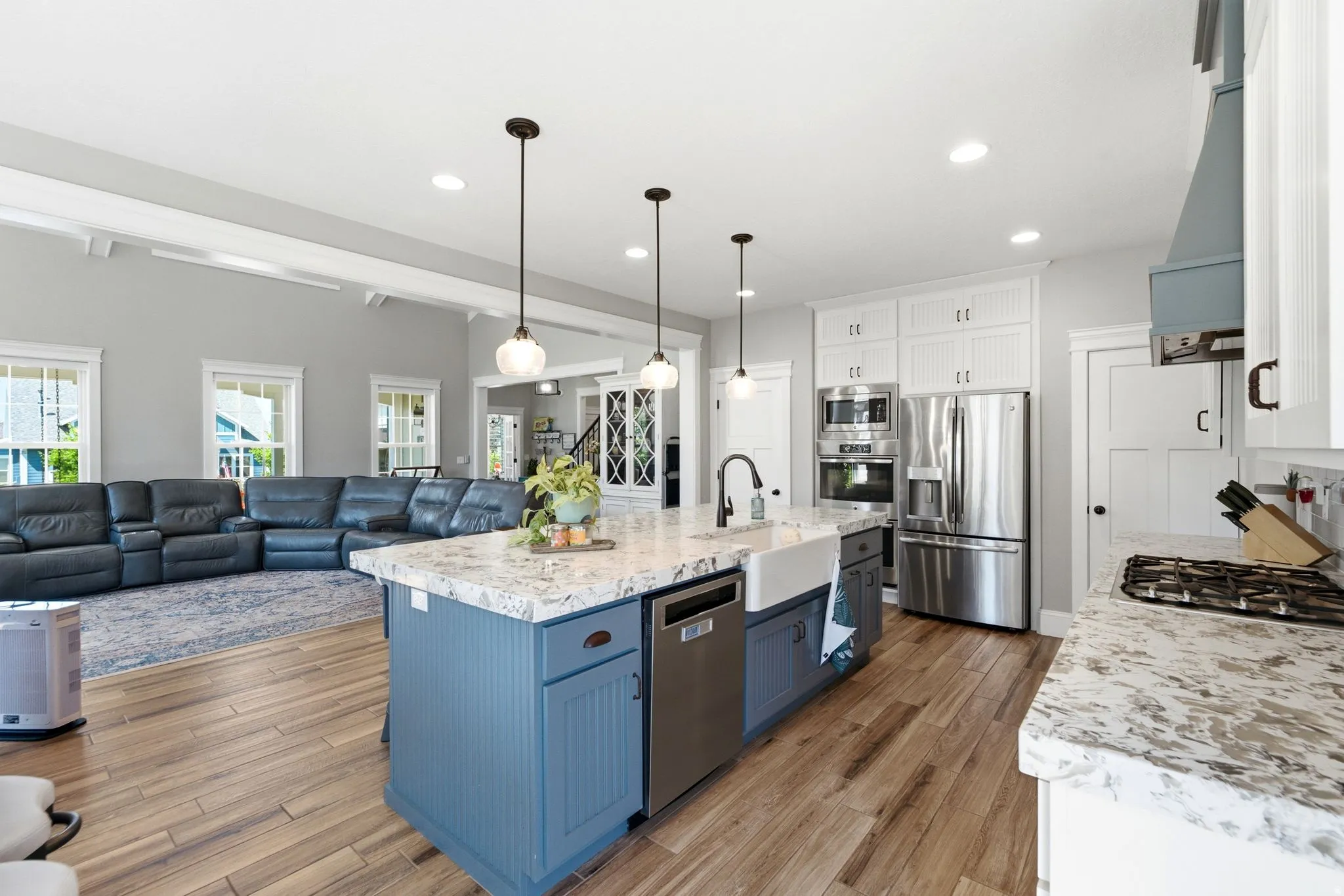 Kitchen with view of open great room