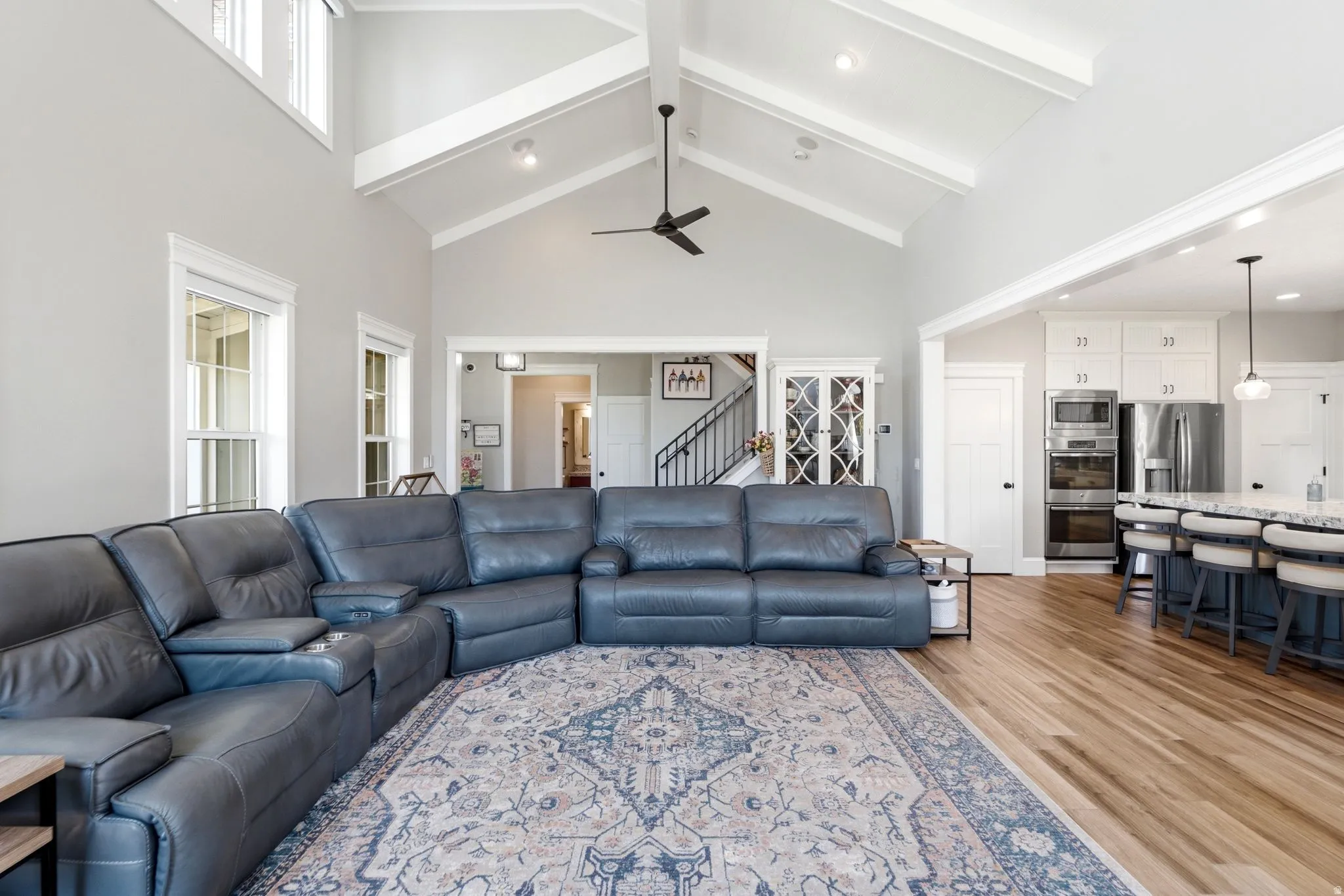 Vaulted ceilings with exposed beams