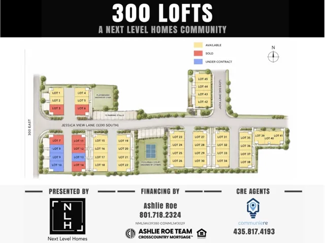 Site Plan. Indicating property availability and contact information for the development