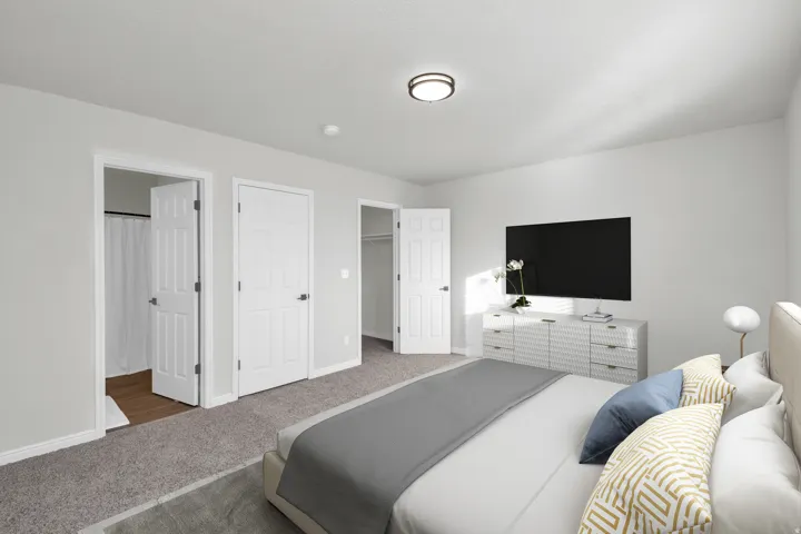 Neutral wall tones with white trim