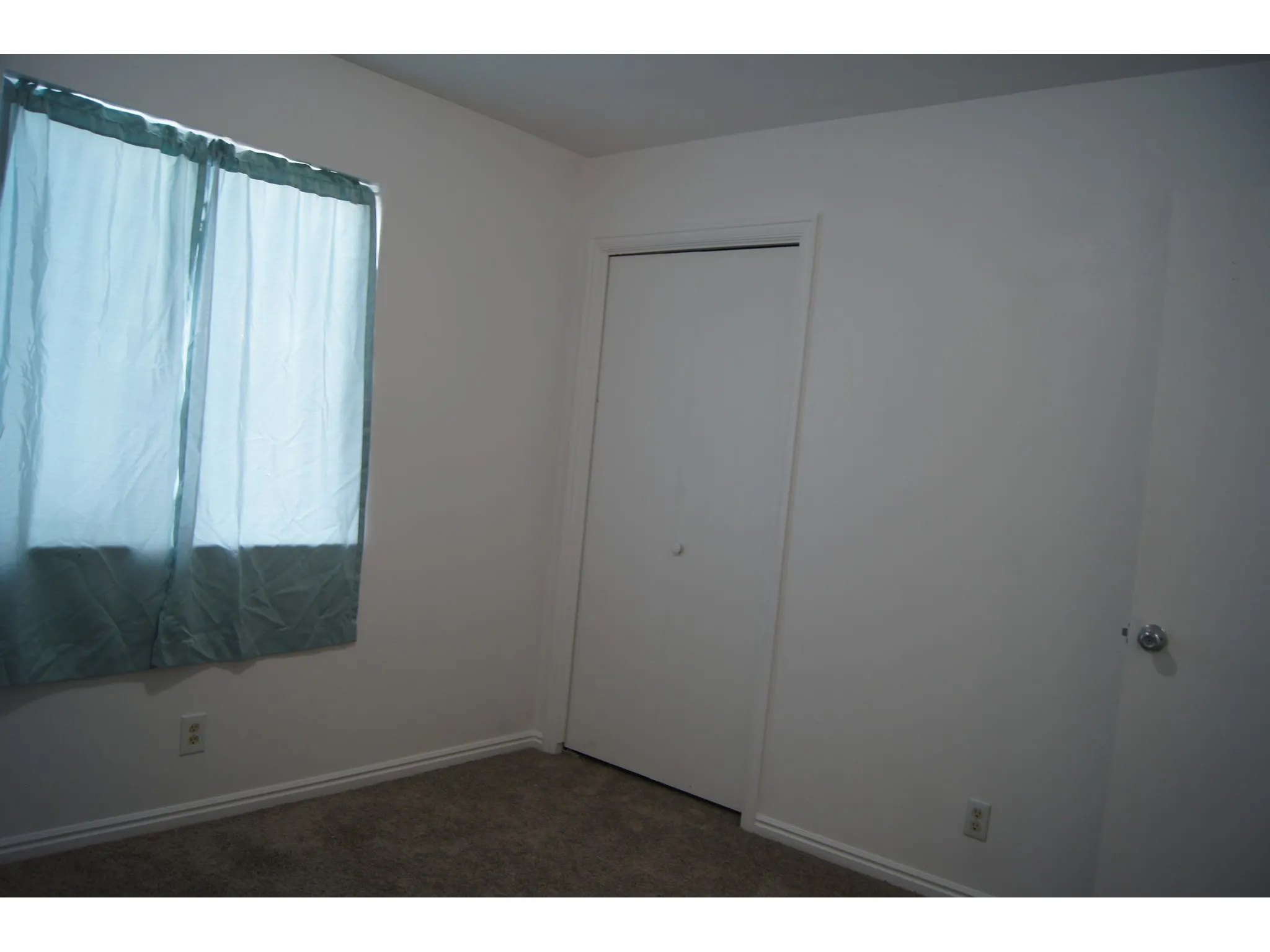 Bedroom 2 Room featuring a window, neutral carpet flooring, white baseboards, and a bi-fold closet door