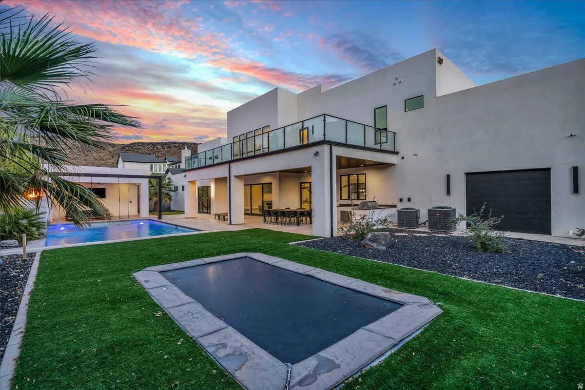 Modern stucco exterior with a multi-level design