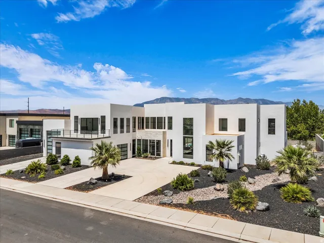 Contemporary white stucco exterior with clean lines